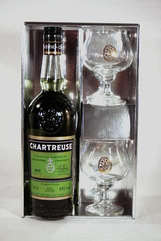 Coffret CHARTREUSE verte 55° bouteille de 70cl + 2 verres - Super